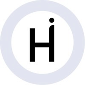 Stylized letter "H" with a dot above, encircled by a thick, light gray ring.